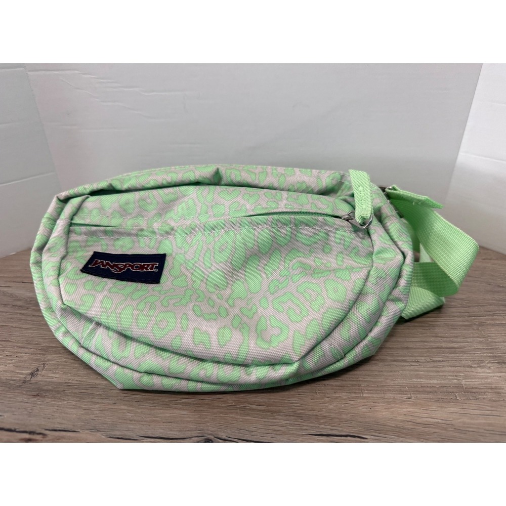 JanSport Fifth Avenue Fanny Pack Mint Green Leopard Print Waist Bag JS00TAN1